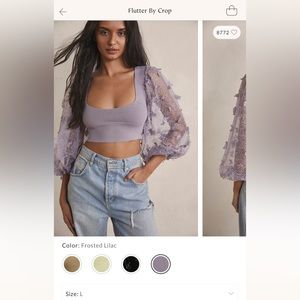 Free People, Cropped Butterfly Top, Color: Purple, Size: US L